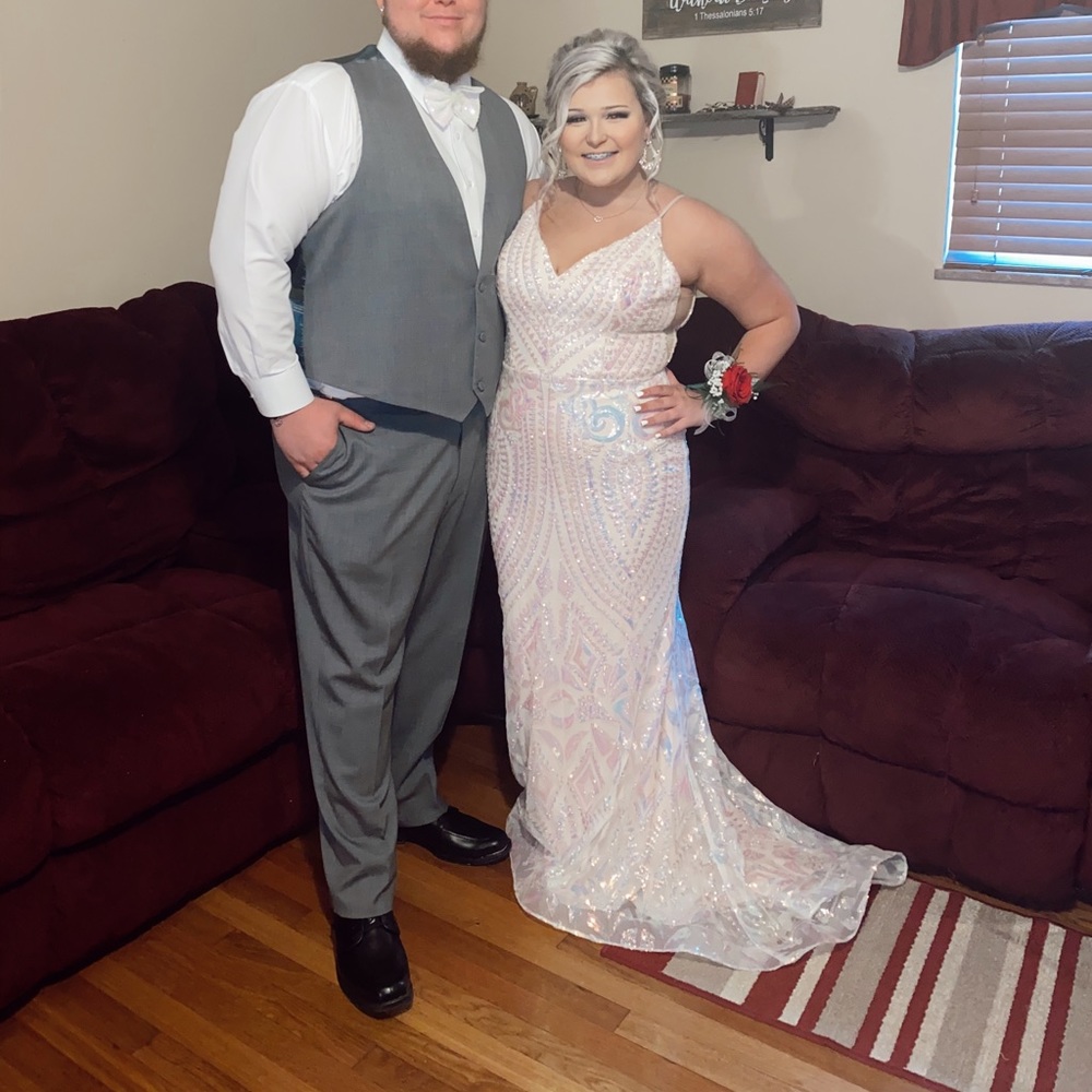 iridescent sequence prom dress